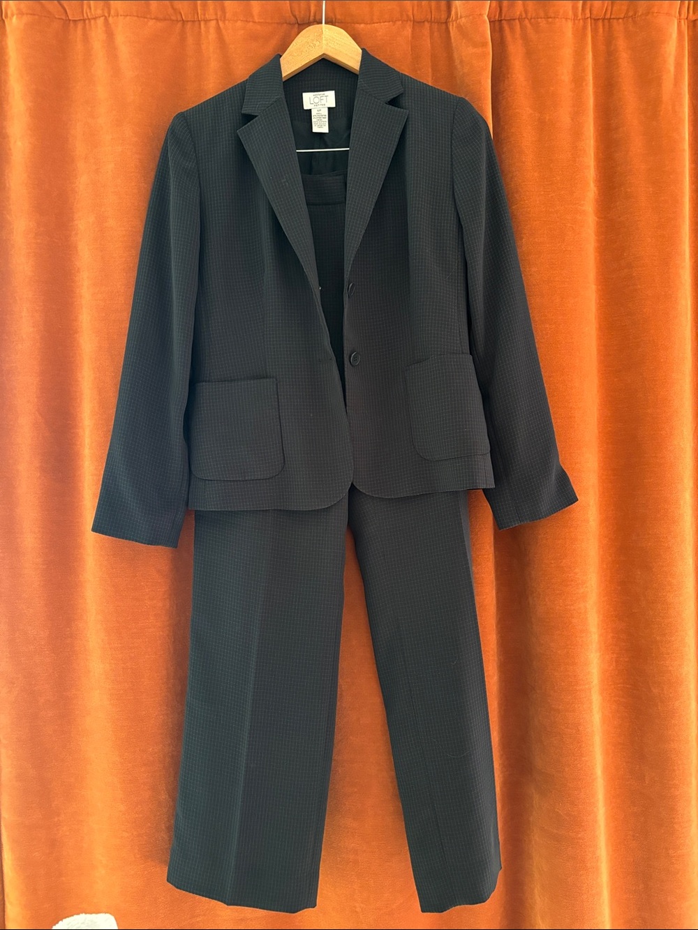 LOFT Black Textured Two-Piece Blazer and Trouser Suit